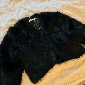 Elegant Black Faux Fur Jacket